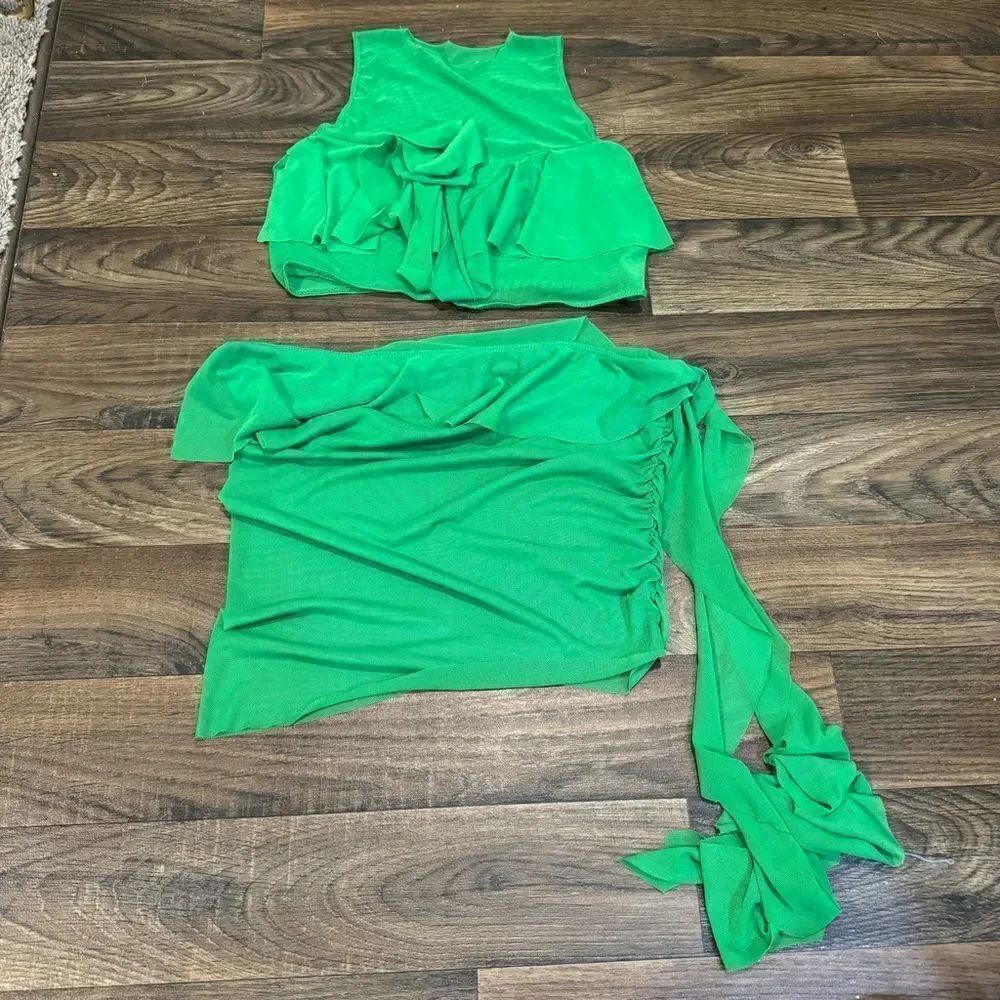 FN Green Ruffled Two Piece Cover Up